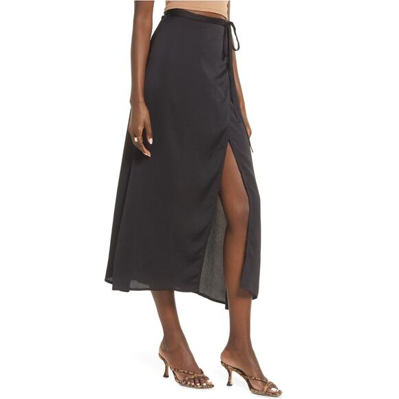 New ~ NORDSTROM ~ Open Edit ~ Satin Wrap Skirt Size S - Picture 4 of 10